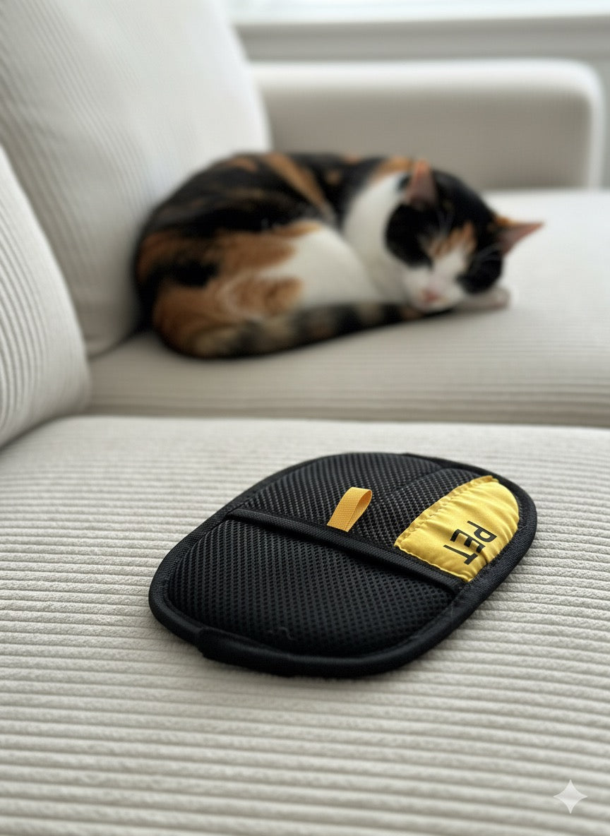Gant noir Cocoon Pets pour enlever les poils de chat et de chien sur vêtements, canapé, tapis, voiture