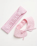 bandana chien Col claudine vichy rose pale et bandeau cheveux femme assorti, accessoires faits main Cocoon Pets, vue packshot