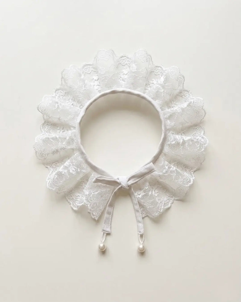 Col collerette volants détachable en dentelle blanche avec liens à perles, accessoire mode fait main pour chien et chat Cocoon Pets