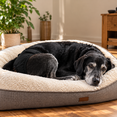 Senior dog relaxing at home